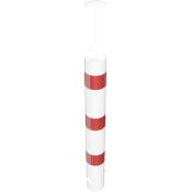 Barrier bollard | Steel tube  152 x 3.2 mm | stationary | for setting in concrete | hot-dip galvanized and white coatedwith three red reflecting stripes | total length: 1200 mm | with steel cap with concrete anchor